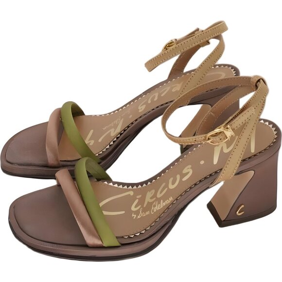 Circus NY Holly Strappy Block Heel Sandals Copper/Green US 6.5M EU 36.5 - Picture 2 of 6